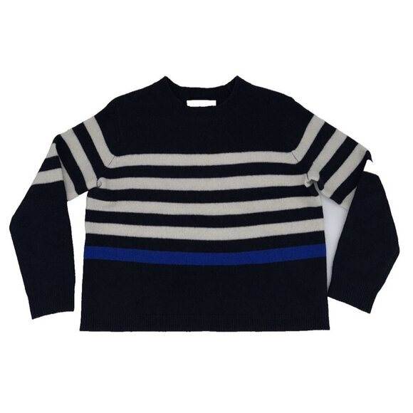 Zara Striped Sweater,100 % wool, Navy blue & white, medium, woman's - Picture 2 of 11